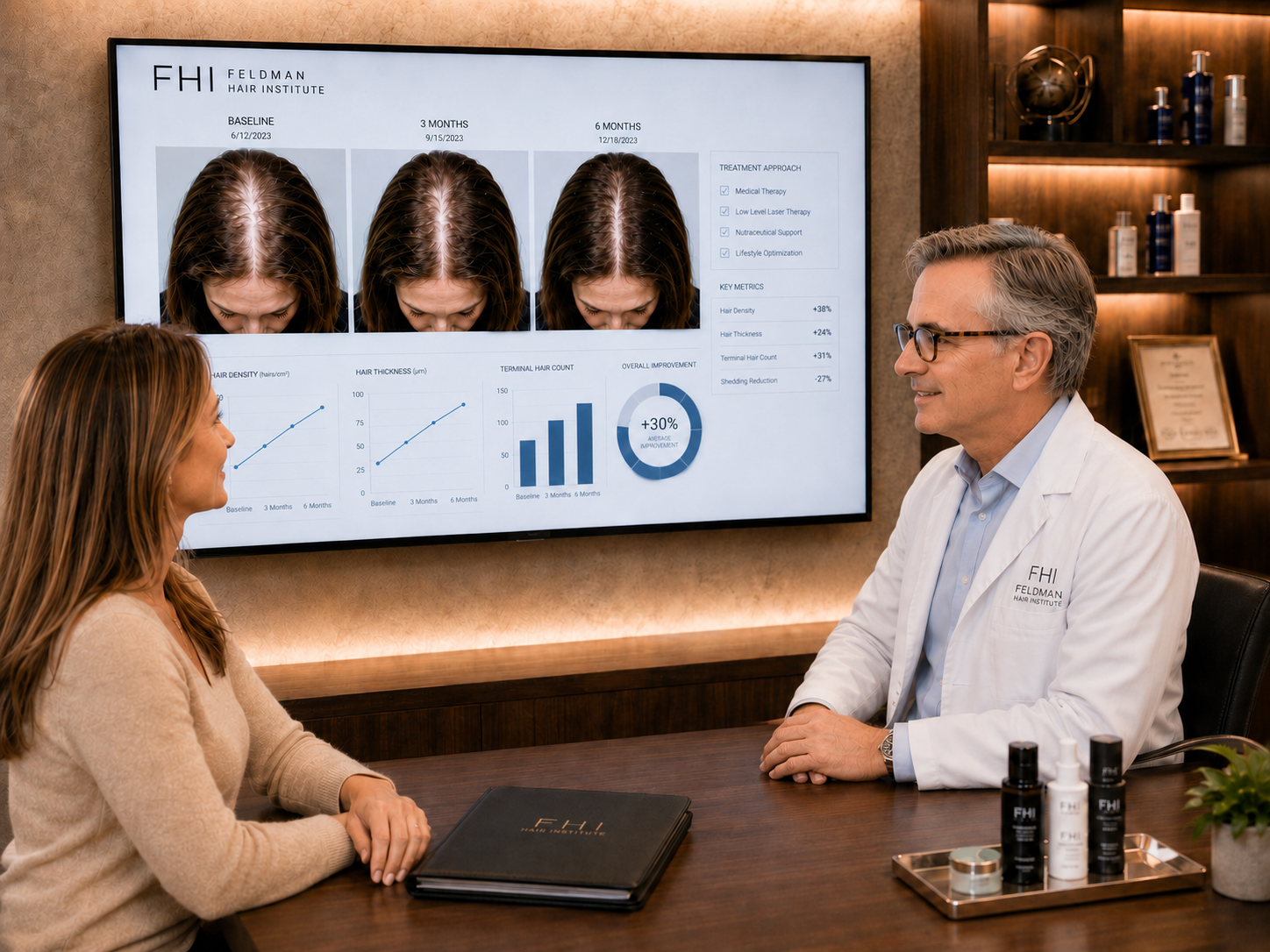 Hair-loss assessment and progress review at Feldman Hair Institute